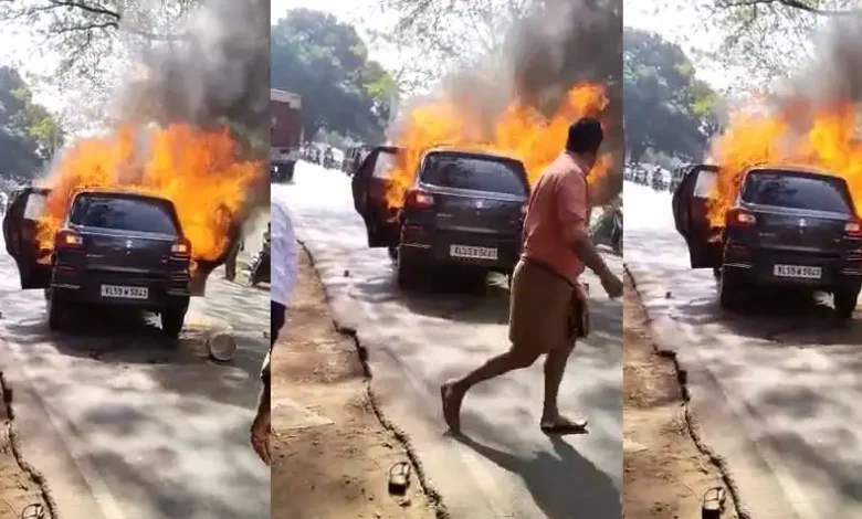 केरल के कन्नूर जिले में चलती कार में लगी आग,गर्भवती महिला समेत पति की मौत